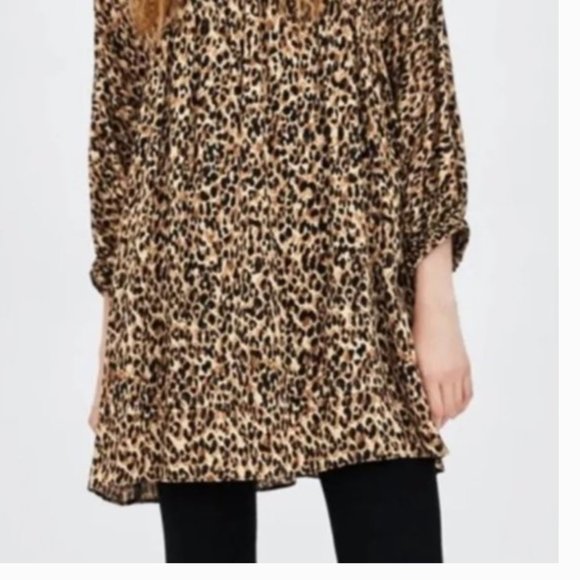 Zara TRF Baby Doll Cheetah Print Dress with Pockets - Picture 4 of 10